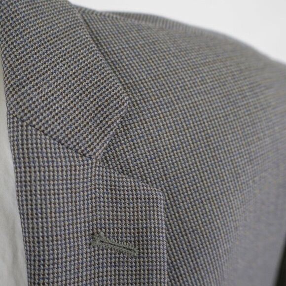 Pronto Uomo Platinum Black Gray Blue Check Tweed Wool Sport Coat 52R 2 Button - Picture 2 of 12